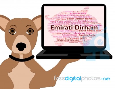 Emirati Dirham Shows United Arab Emirates And Currency Stock Image