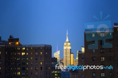 Empire State Building At Sunset Stock Photo