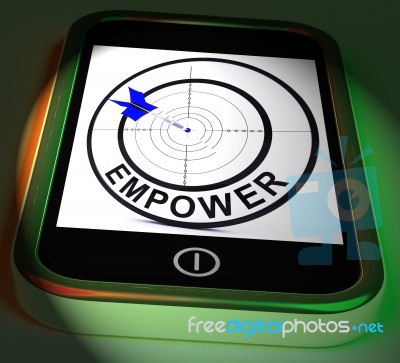 Empower Smartphone Displays Provide Tools And Encouragement Stock Image