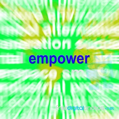 Empower Word Cloud Means Encourage Empowerment Stock Image