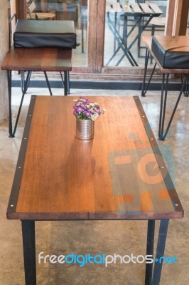 Empty Cafe Tables And Chairs Stock Photo