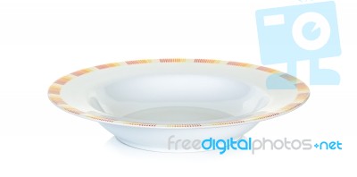 Empty Circle White Plate Isolated Stock Photo
