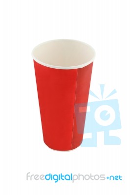 Empty Red Soda Beverage Paper Cup On White Background Stock Photo