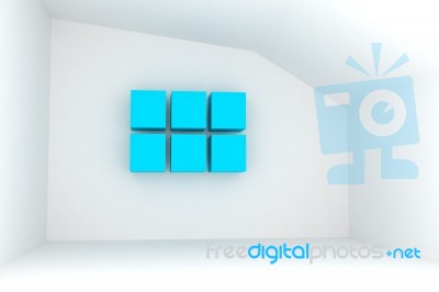 Empty Room With Blue Box Stock Image
