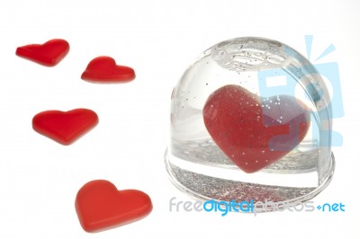 Empty Snow Dome With Heart Stock Photo