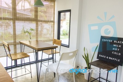 Empty Table In Coffee Shop Stock Photo