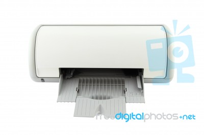 Empty Tray Printer On White Background Stock Photo