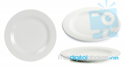 Empty White Circle Plate Isolated On White Stock Photo Empty White Circle Plate Isolated On White Stock Photo