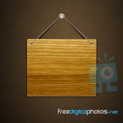 Empty Wooden Sign Hanging Stock Image