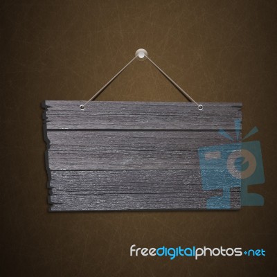 Empty Wooden Sign Hanging Stock Image