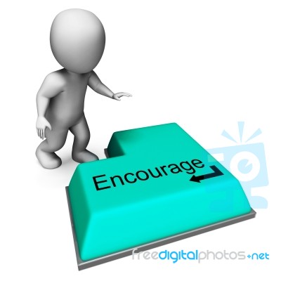 Encourage Key Shows Inspiring Motivation And Reassurance Stock Image