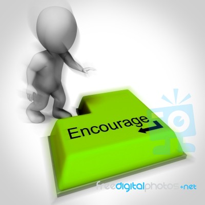 Encourage Keyboard Shows Inspiring Motivation And Reassurance Stock Image