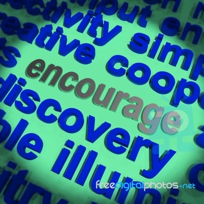 Encourage Word Means Motivation Inspiration And Support Stock Image