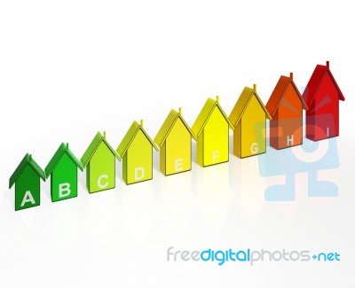 Energy Efficiency Rating Houses Show Eco Buildings Stock Image