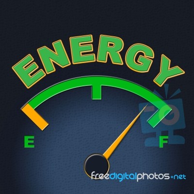 Energy Gauge Shows Power Source And Dial Stock Image