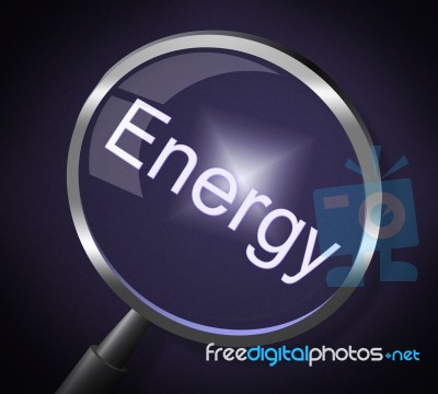 Energy Magnifier Means Power Source And Search Stock Image