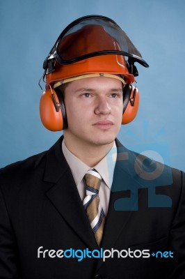 Engineer In Cap Stock Photo