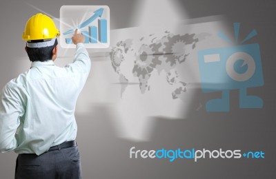 Engineer Touching Something Stock Photo