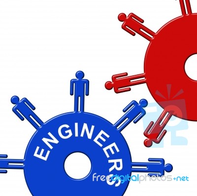 Engineers Cogs Means Mechanic Collaboration And Cogwheel Stock Image