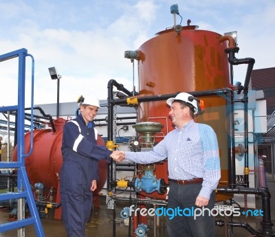 Engineers Handshaking Stock Photo