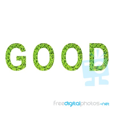 English Alphabet Of Good Made From Green Grass On White Background For Isolated Stock Photo
