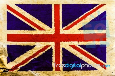 British Flag On Old Brown Paper Stock Photo