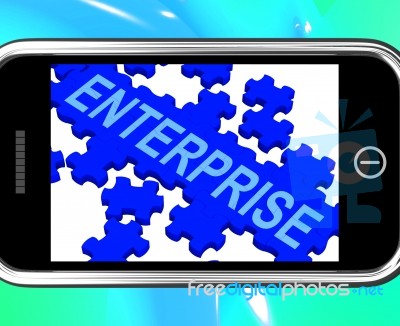 Enterprise On Smartphone Showing Company Development Stock Image