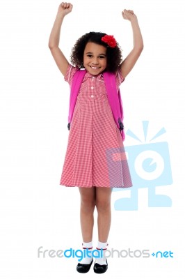 Enthusiastic Elementary School Girl Stock Photo