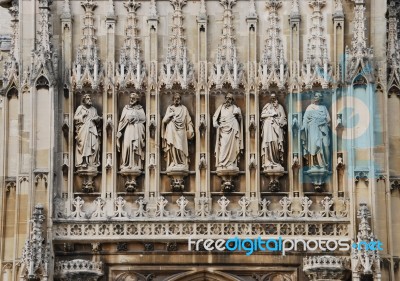 Entrance Of Gloucester Cathedral (sculptures Detail) Stock Photo