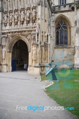 Entrance Of Gloucester Cathedral (sculptures Detail) Stock Photo