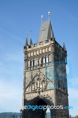 Entrance Tower To Charles Bridge In Prague Stock Photo