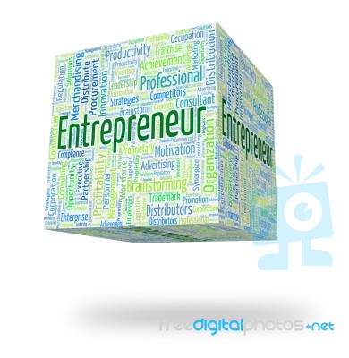 Entrepreneur Word Indicates Business Person And Businessman Stock Image