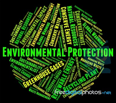 Environmental Protection Means Save Conserving And Word Stock Image