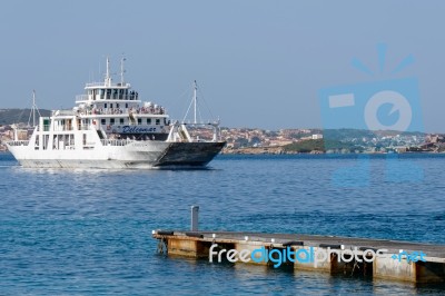 Enzo D Car Ferry Approaching Palau Sardinia Stock Photo