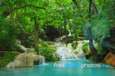 Erawan Waterfall Stock Photo