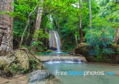 Erawan Waterfall Stock Photo