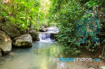 Erawan Waterfall In Thailand Stock Photo