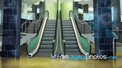 Escalator Indoor Stock Image