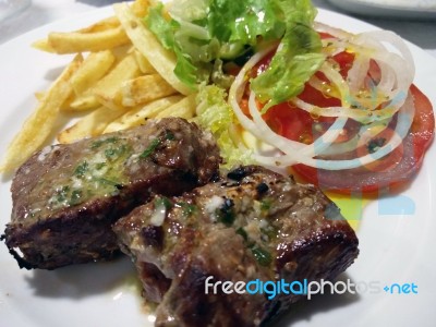Espetada With Pork In Bay Laurel Stock Photo