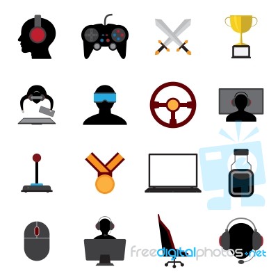 Esports Flat Icons Stock Image