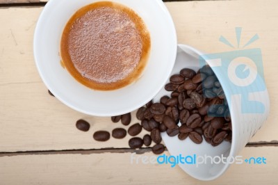 Espresso Cofee And Beans Stock Photo