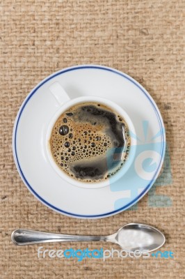 Espresso Coffee In White Cup Stock Photo