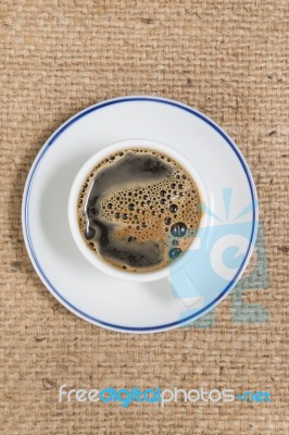 Espresso Coffee In White Cup Stock Photo