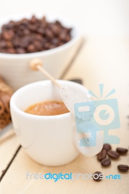 Espresso Coffee With Sugar And Spice Stock Photo
