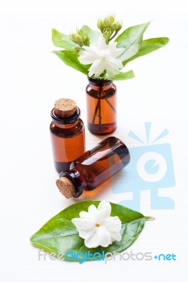 Essential Oil With Jasmine  Flower Stock Photo