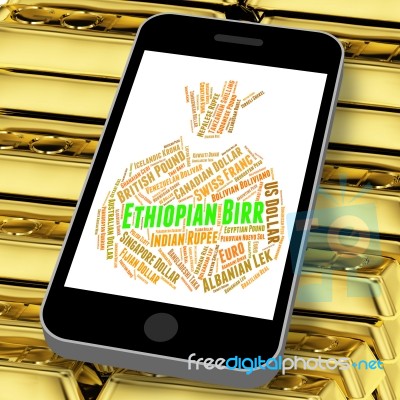 Ethiopian Birr Indicates Worldwide Trading And Banknote Stock Image