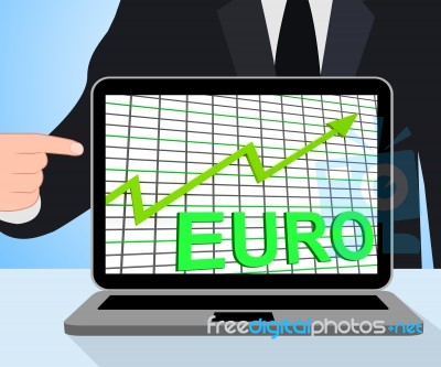 Euro Chart Graph Displays Increasing European Economy Stock Image