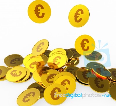 Euro Coins Represents Prosperity Euros And Financing Stock Image