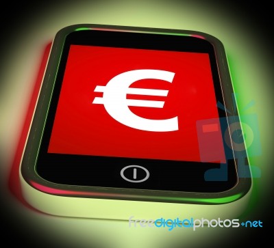 Euro Sign On Mobile Shows European Currency Stock Image