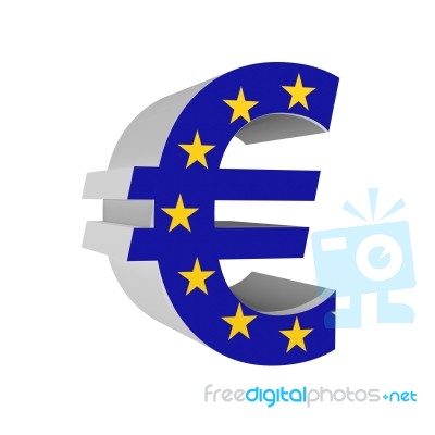 Euro Symbol With European Flag Stock Image